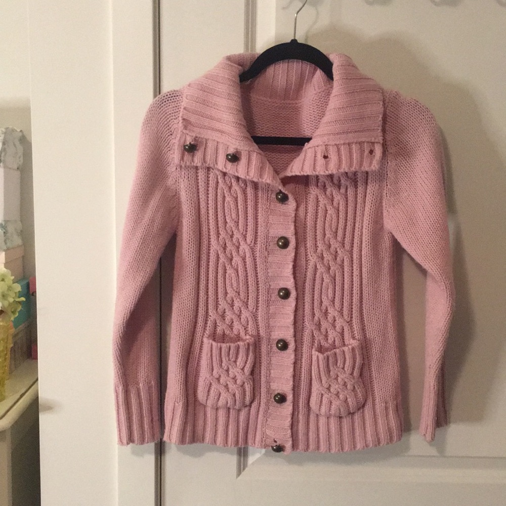 Pink Cable Knit Cardigan